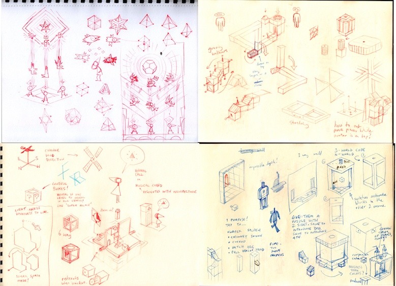 Ken’s early concept sketches for Monument Valley features and interactions