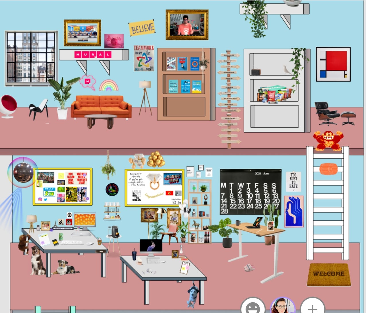 Another example of a design team ritual to foster connection and collaboration: At Mural, Jessica's team designed their own virtual office.