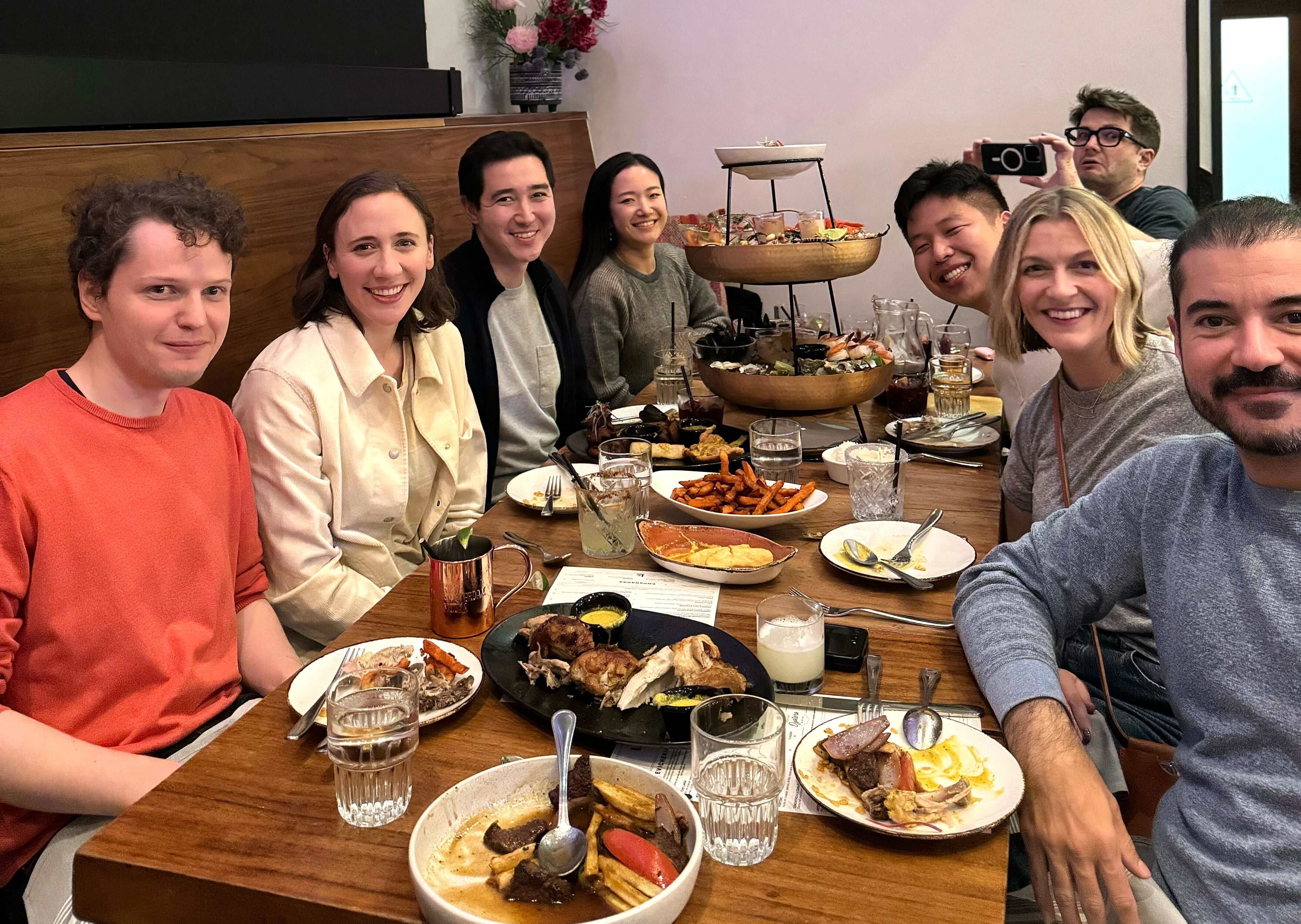 The Bezi team at dinner