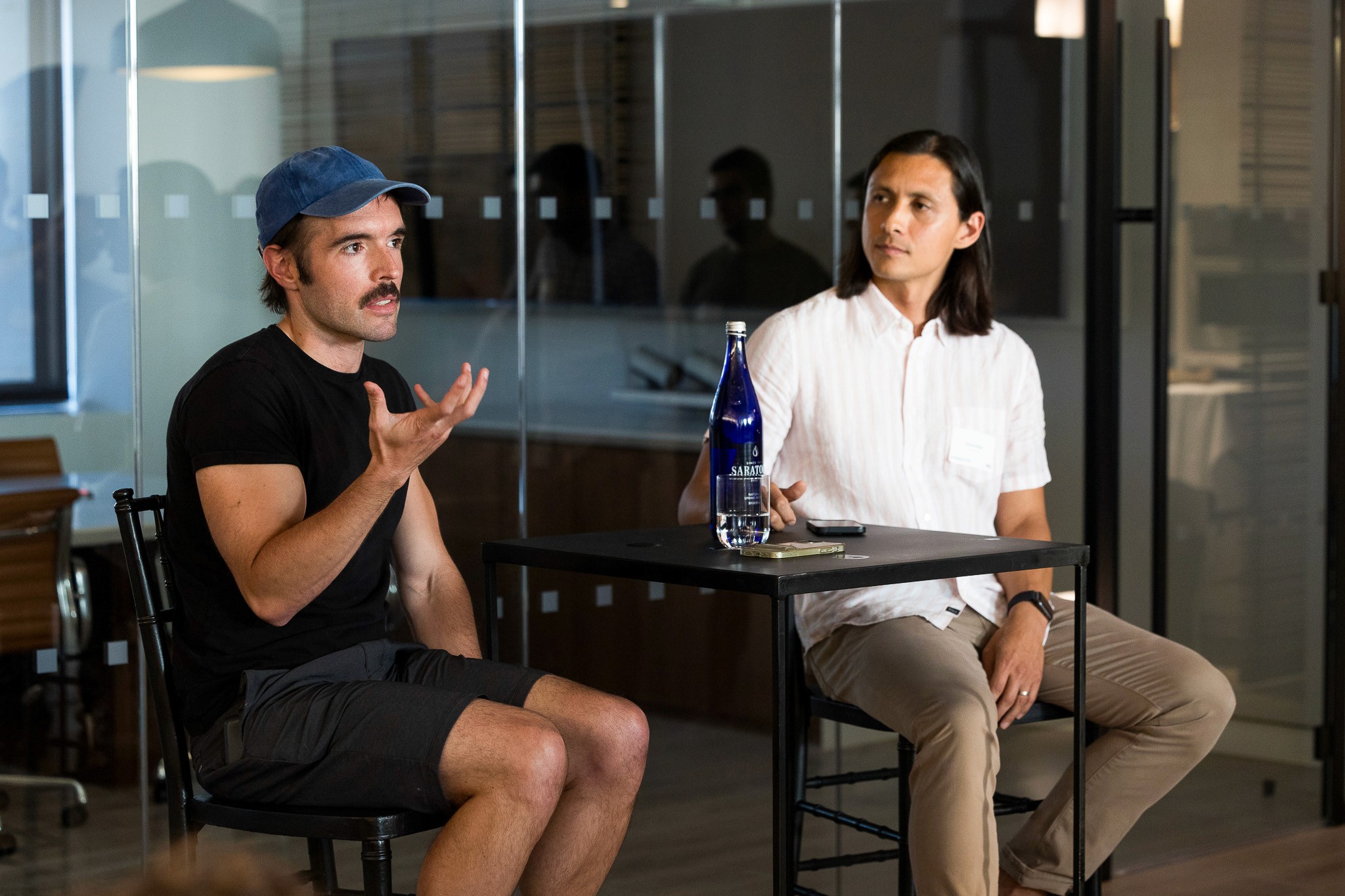 Greg Hochmuth (Senior Engineer, Midjourney) with Enrique Allen (Co-founder, Designer Fund) at our NYC AI x Design Event.