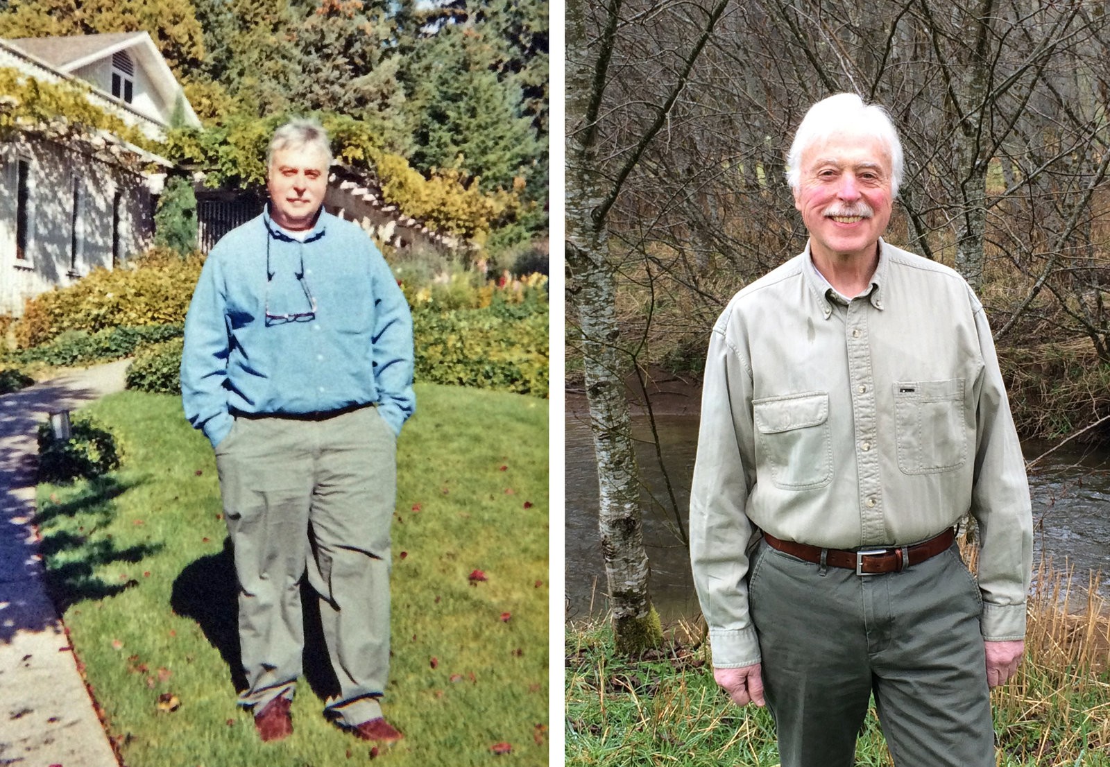 Don was the most recent participant to come by the office to share his story and experience in the program (left in 2003 and after losing weight, in 2018). Courtesy of Don Speranza.