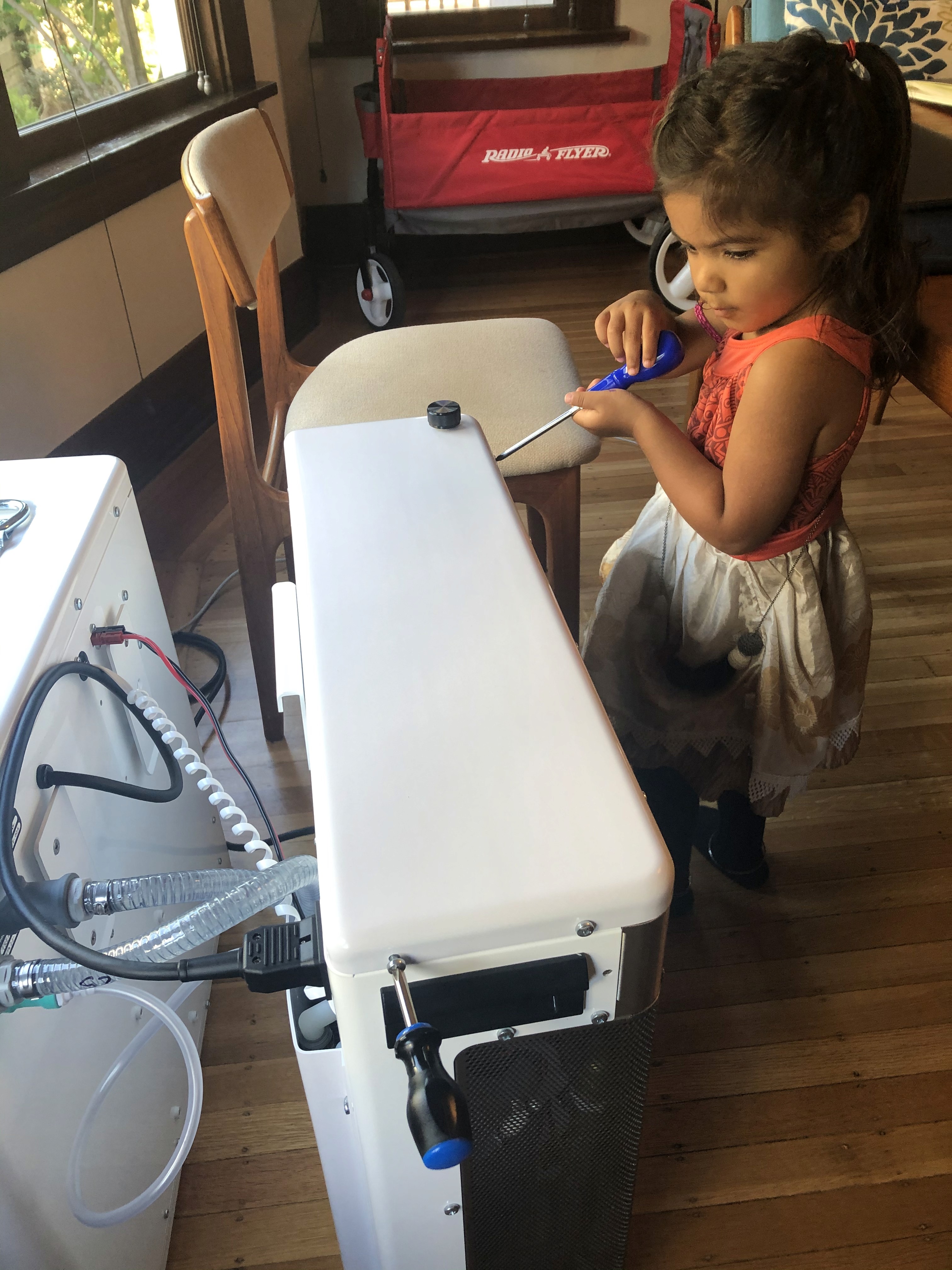 Santhi’s daughter (3 years at the time) wanting to help open up and debug an early Gradient prototype