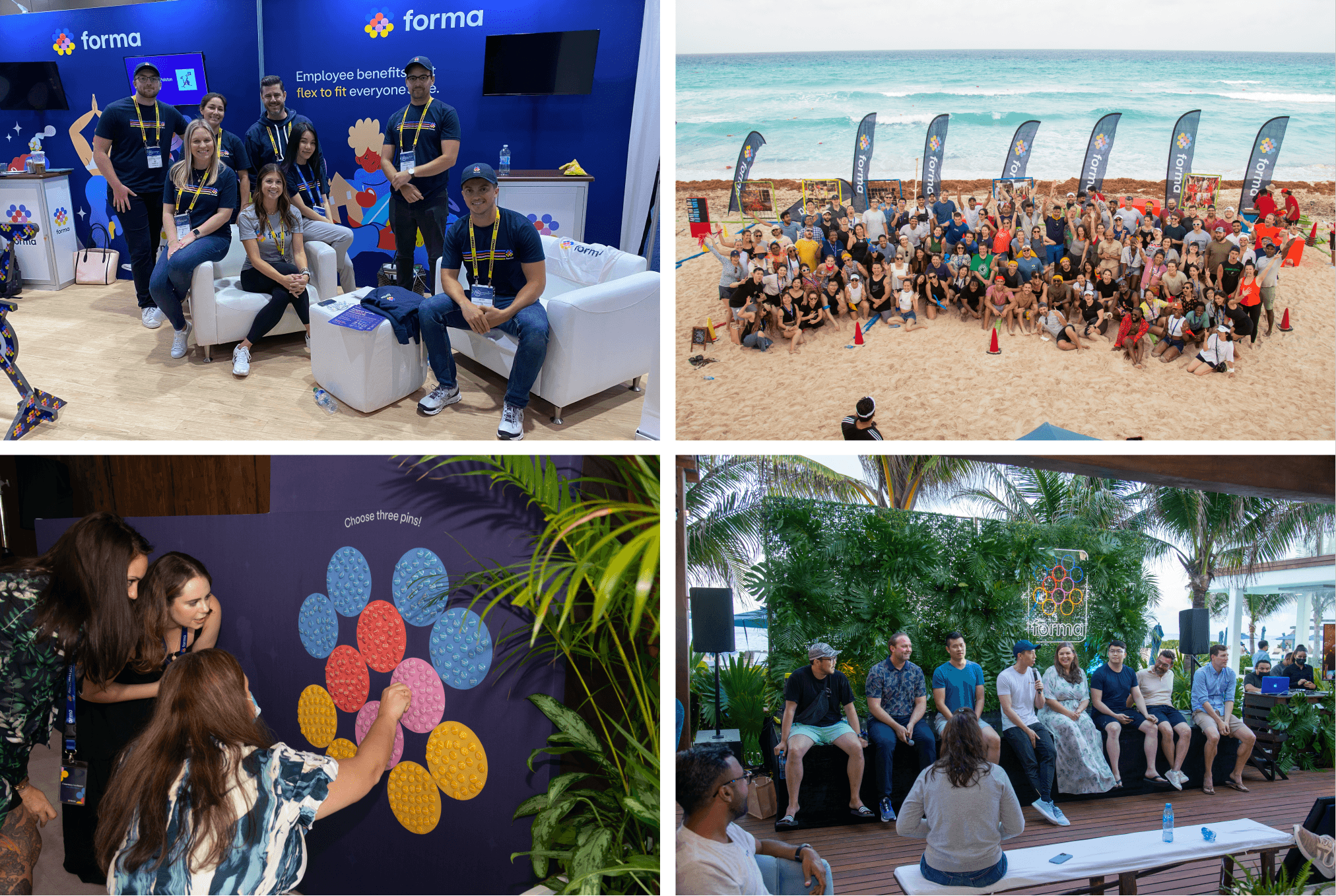 Examples of brand collateral at the SHRM Conference and Forma's recent team offsite in Cancun