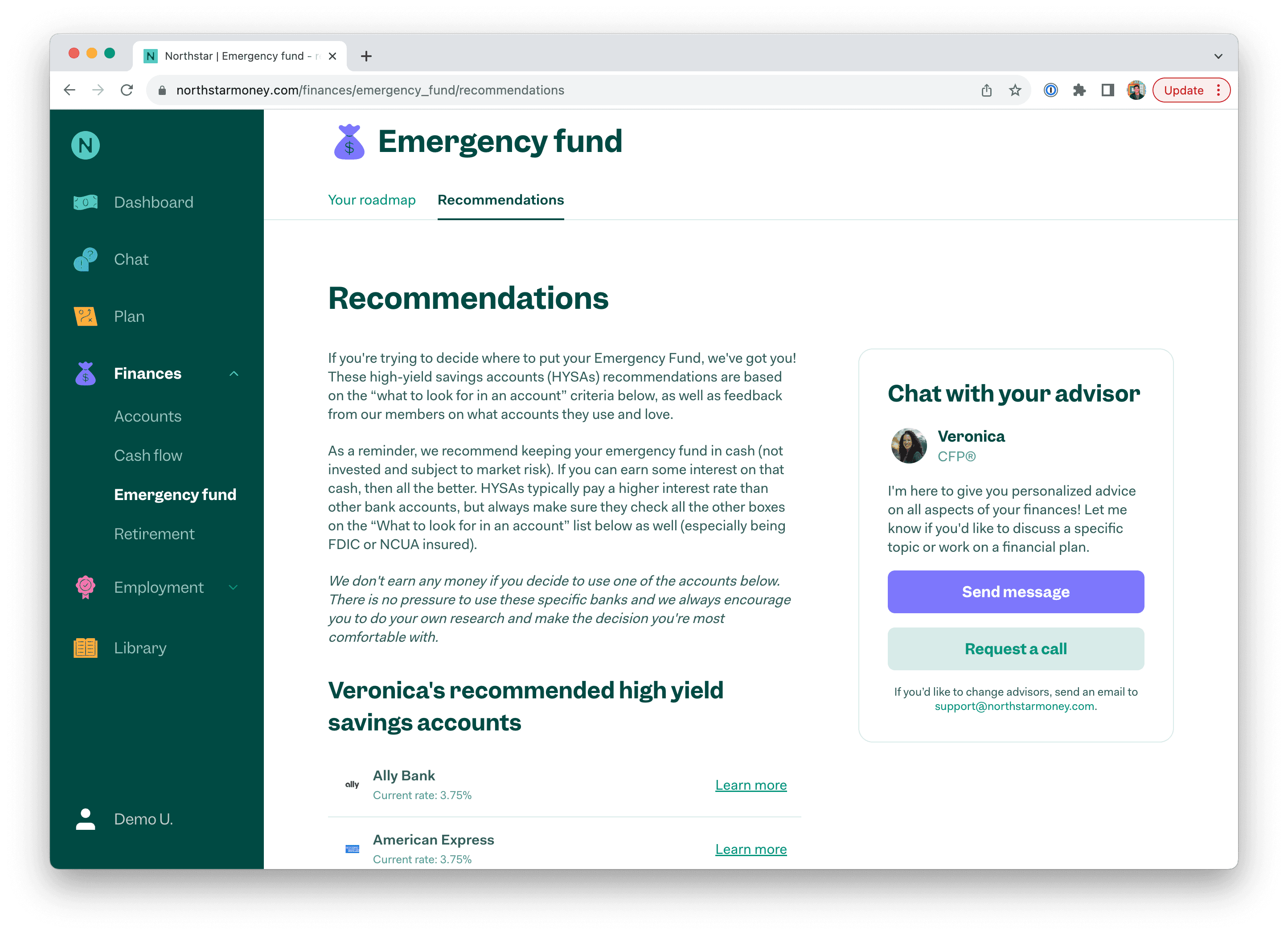 WIDE Northstar's financial guidance includes the disclaimer, "We don't earn any money if you decide to use one of the accounts below".