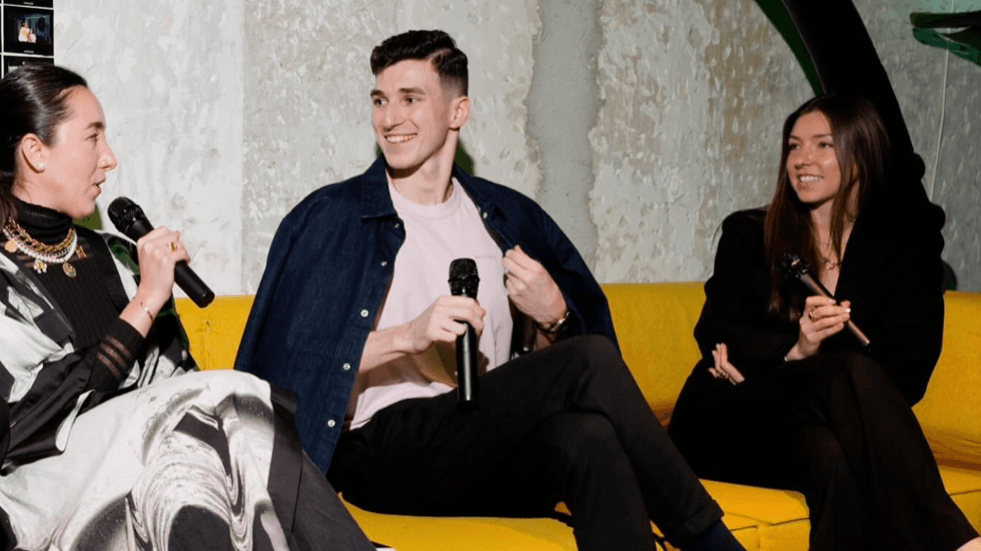 Jackie (right) on a panel in Milan, Italy on behalf of Meta's Reality Labs research division in February, 2024. 